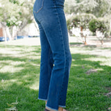 Scarlett High Rise Dark Wash Kick Flare