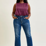 Scarlett High Rise Dark Wash Kick Flare - PLUS