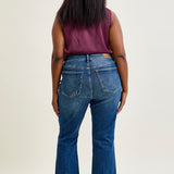 Scarlett High Rise Dark Wash Kick Flare - PLUS