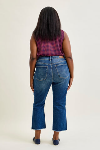 Scarlett High Rise Dark Wash Kick Flare - PLUS