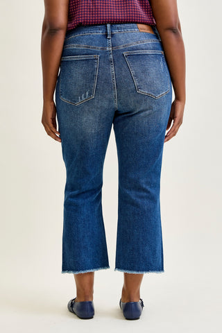 Scarlett High Rise Dark Wash Kick Flare - PLUS