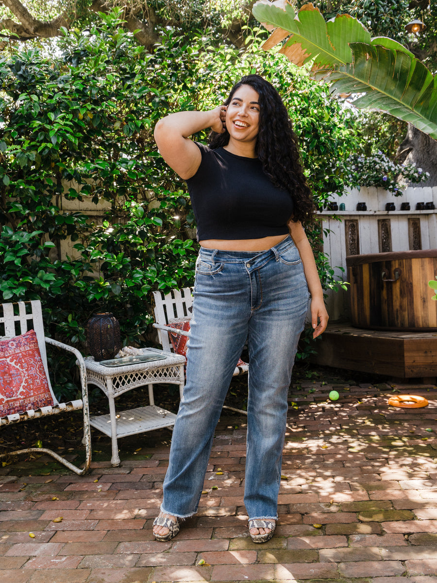 Wren High Waist Criss-Cross Dad Straight - PLUS