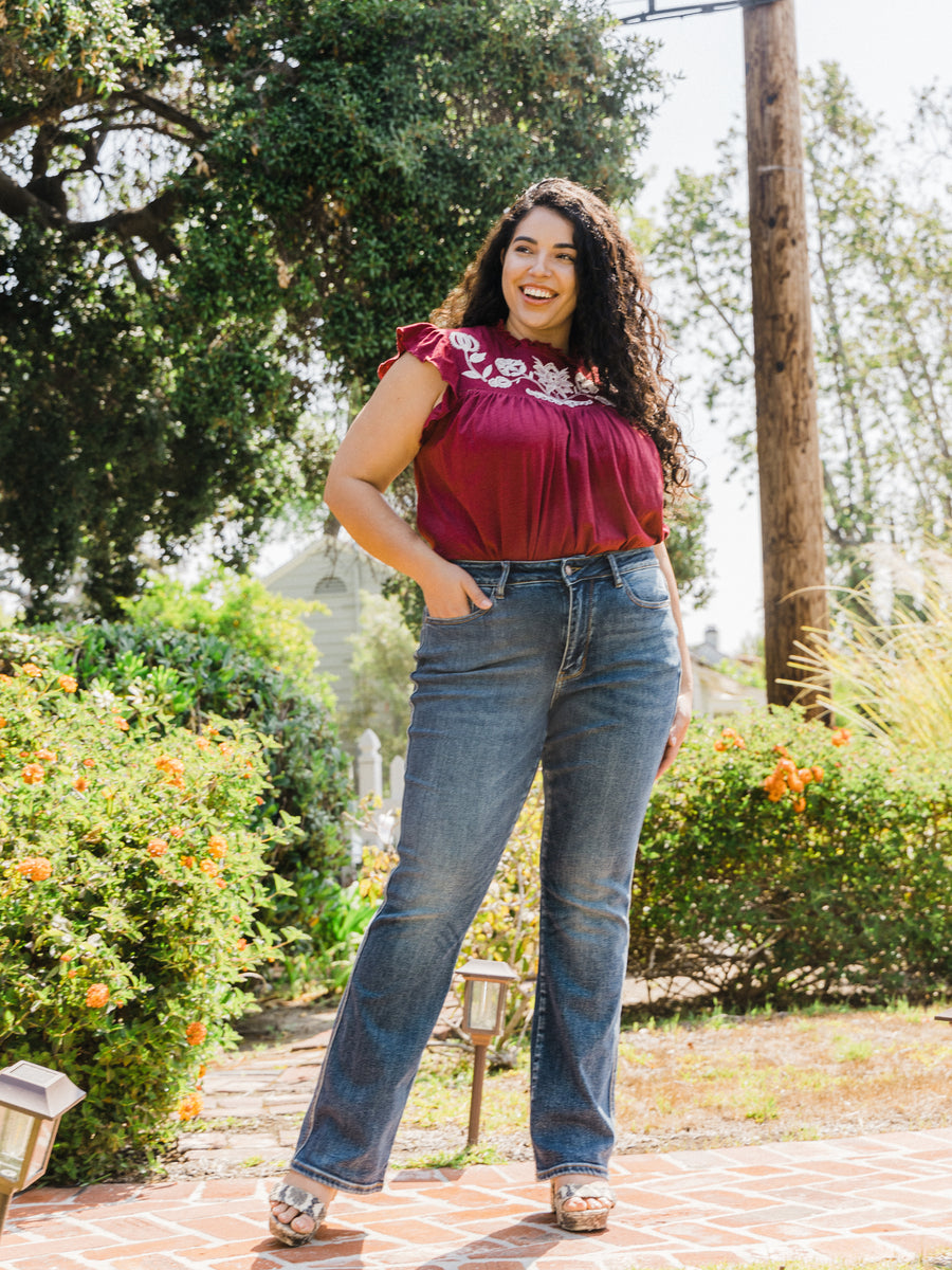 Caroline Mid-Rise Vintage Wash Rugged Bootcut - PLUS