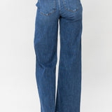Clementine High Rise Double Button Wide Leg Denim Jeans - PLUS