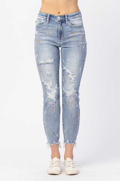Christine Rainbow Paint Splatter Boyfriend