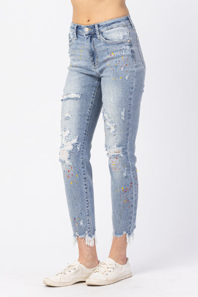 Christine Rainbow Paint Splatter Boyfriend