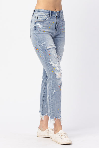 Christine Rainbow Paint Splatter Boyfriend