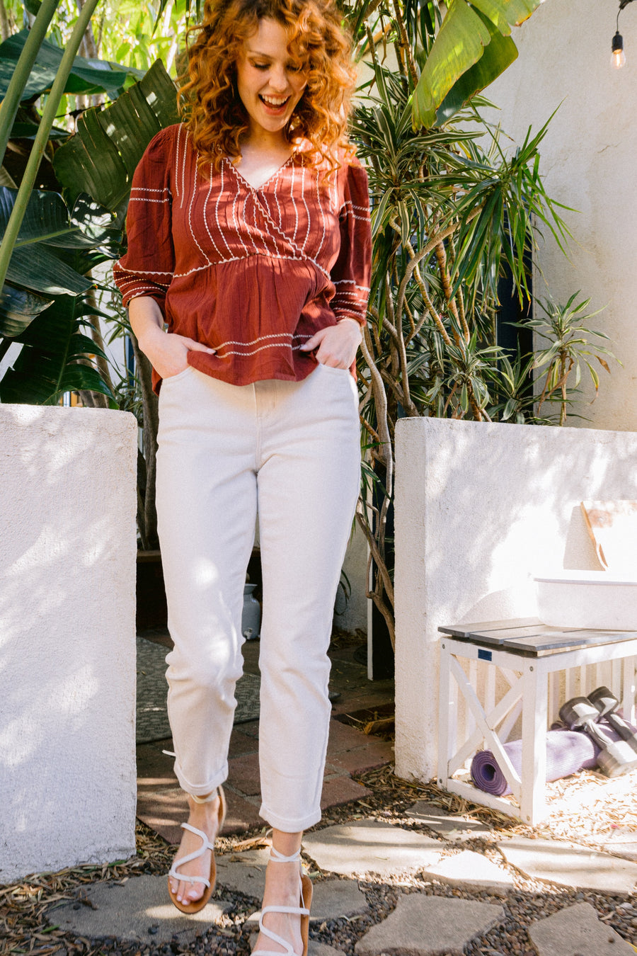 Margot White Cuffed Boyfriend - PLUS