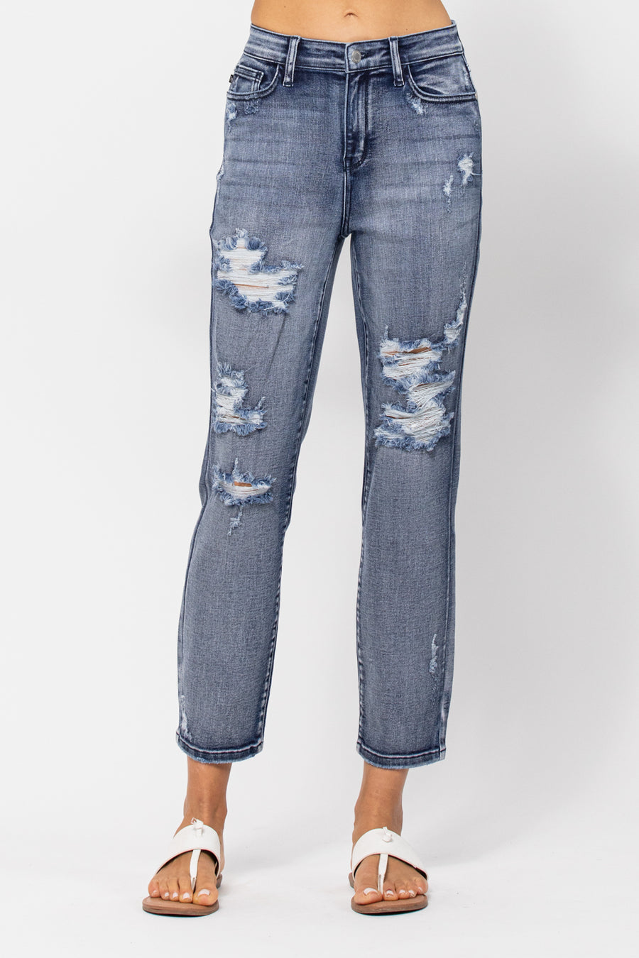 Alyson High Waist Destroyed Boyfriend - PLUS