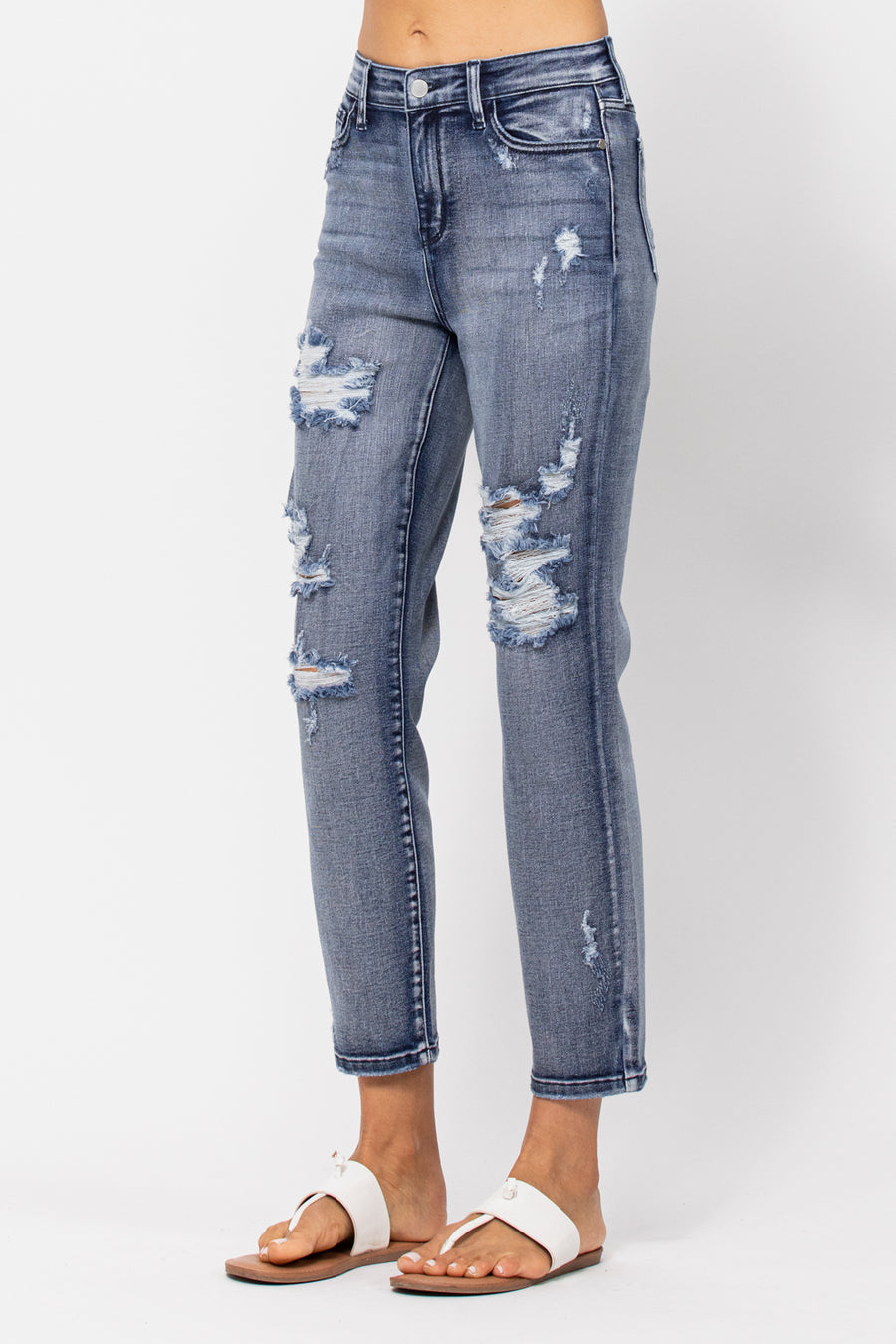 Alyson High Waist Destroyed Boyfriend - PLUS