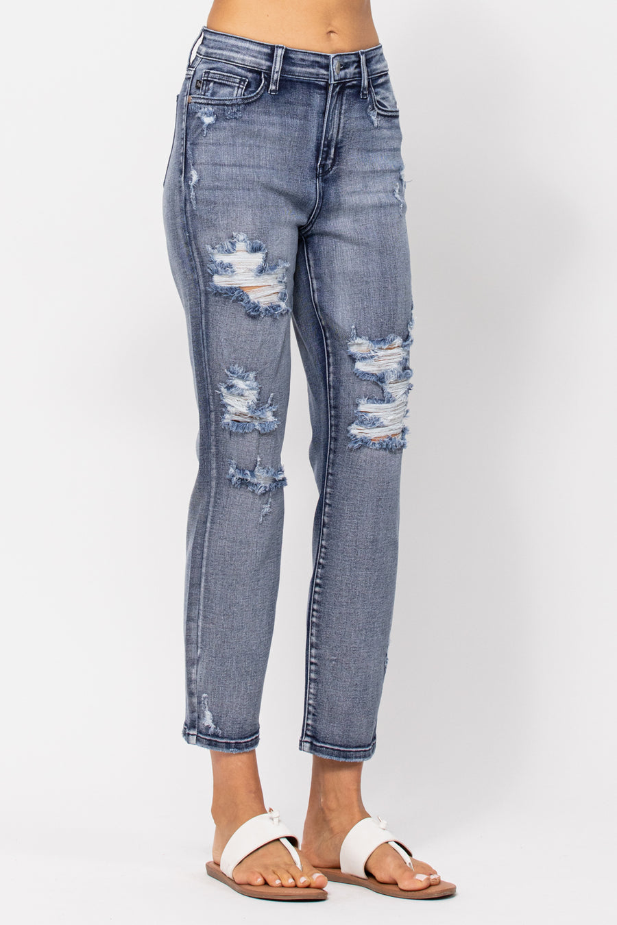 Alyson High Waist Destroyed Boyfriend - PLUS