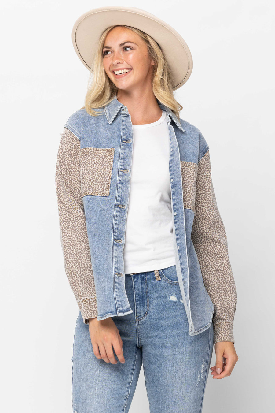 Nixie Cheetah Print Denim Jacket - PLUS