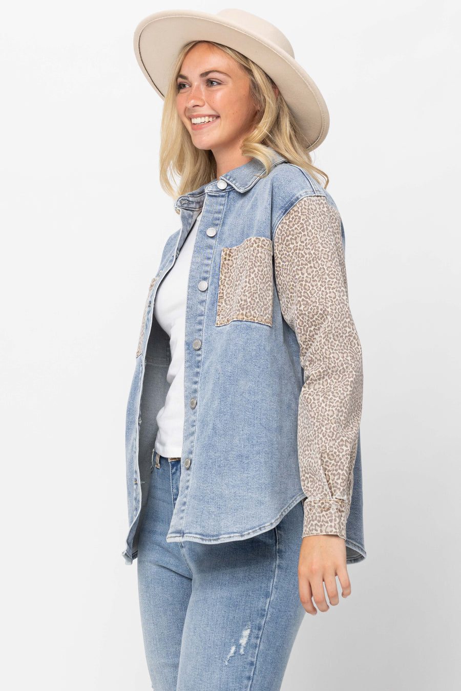 Nixie Cheetah Print Denim Jacket - PLUS