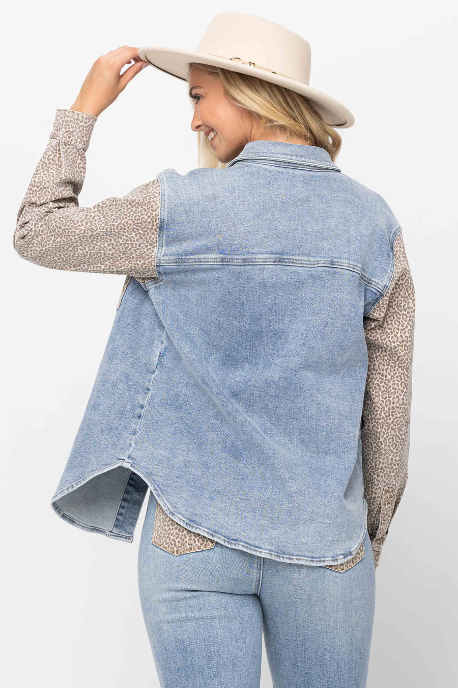 Nixie Cheetah Print Denim Jacket - PLUS