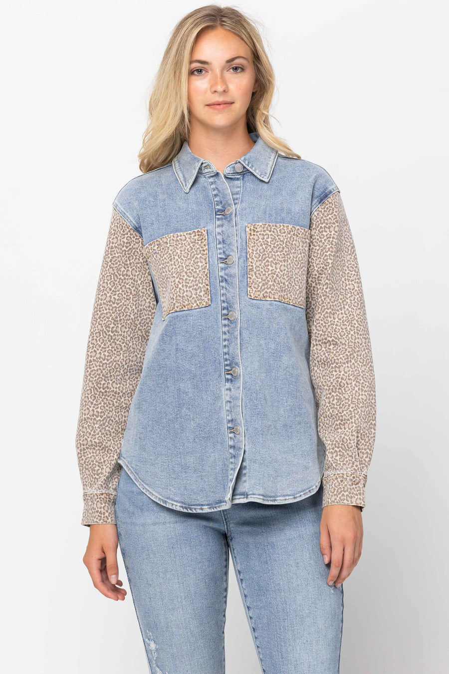 Nixie Cheetah Print Denim Jacket - PLUS