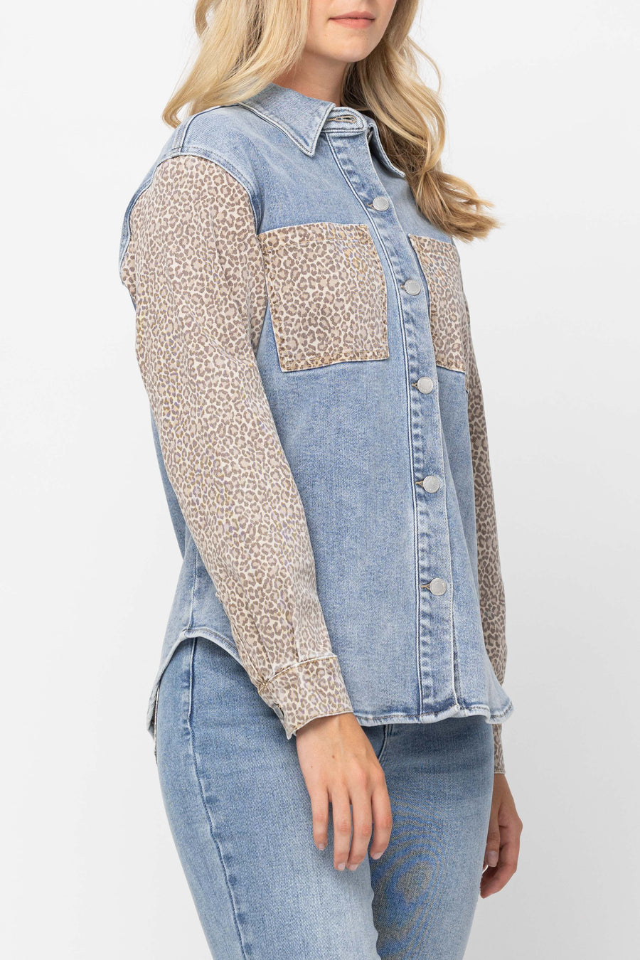 Nixie Cheetah Print Denim Jacket - PLUS