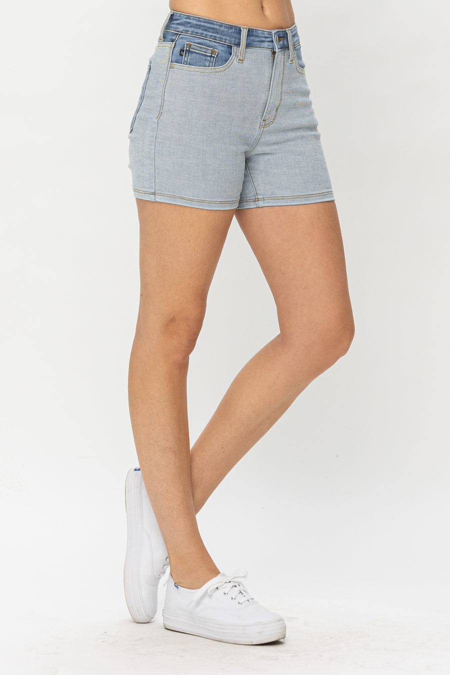 Juliet Color Block Denim Shorts