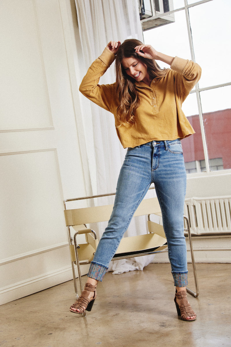 Karina Western Print Cuff Relaxed Fit
