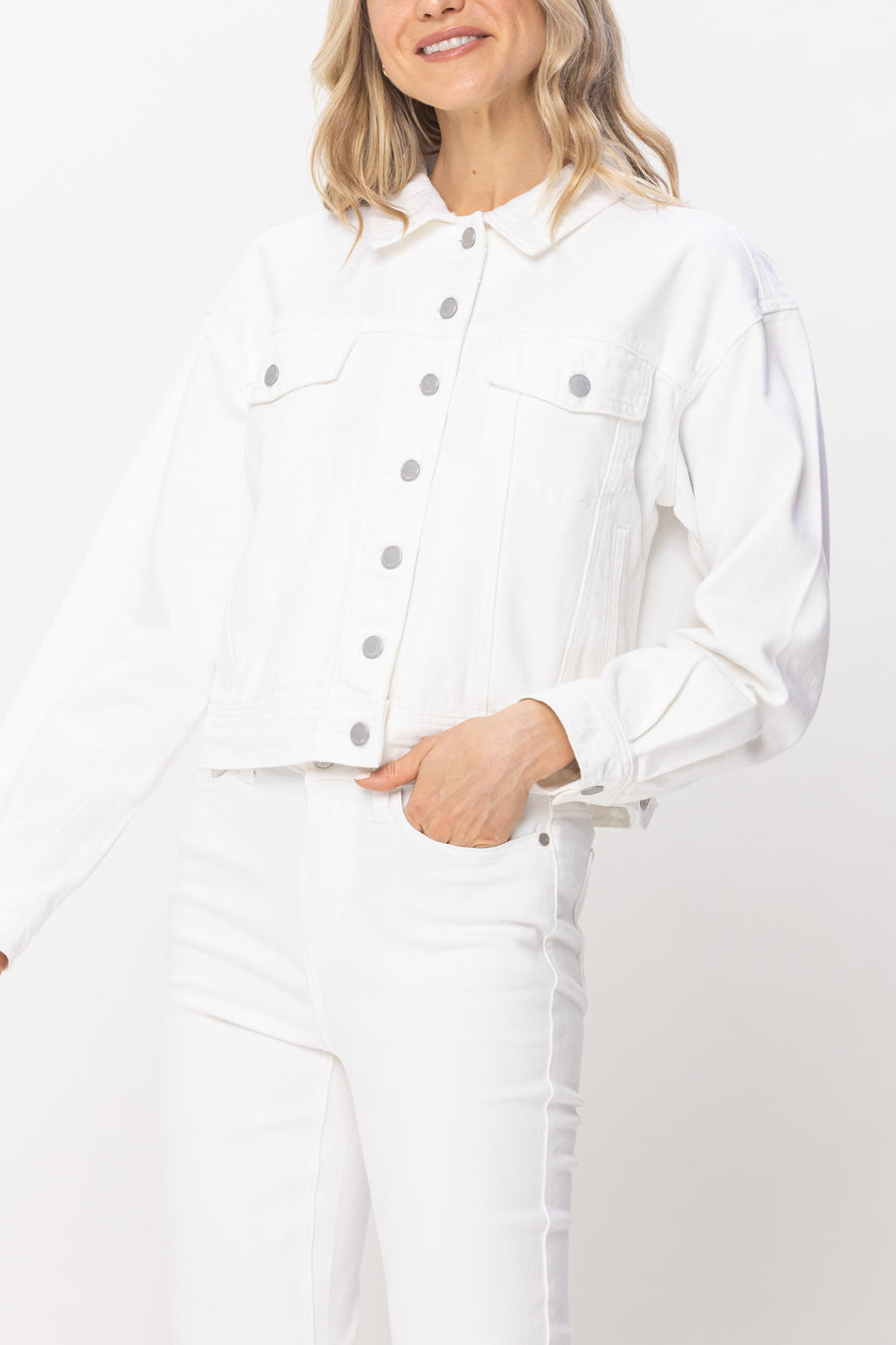 Candice White Non Stretch Boyfriend Jacket