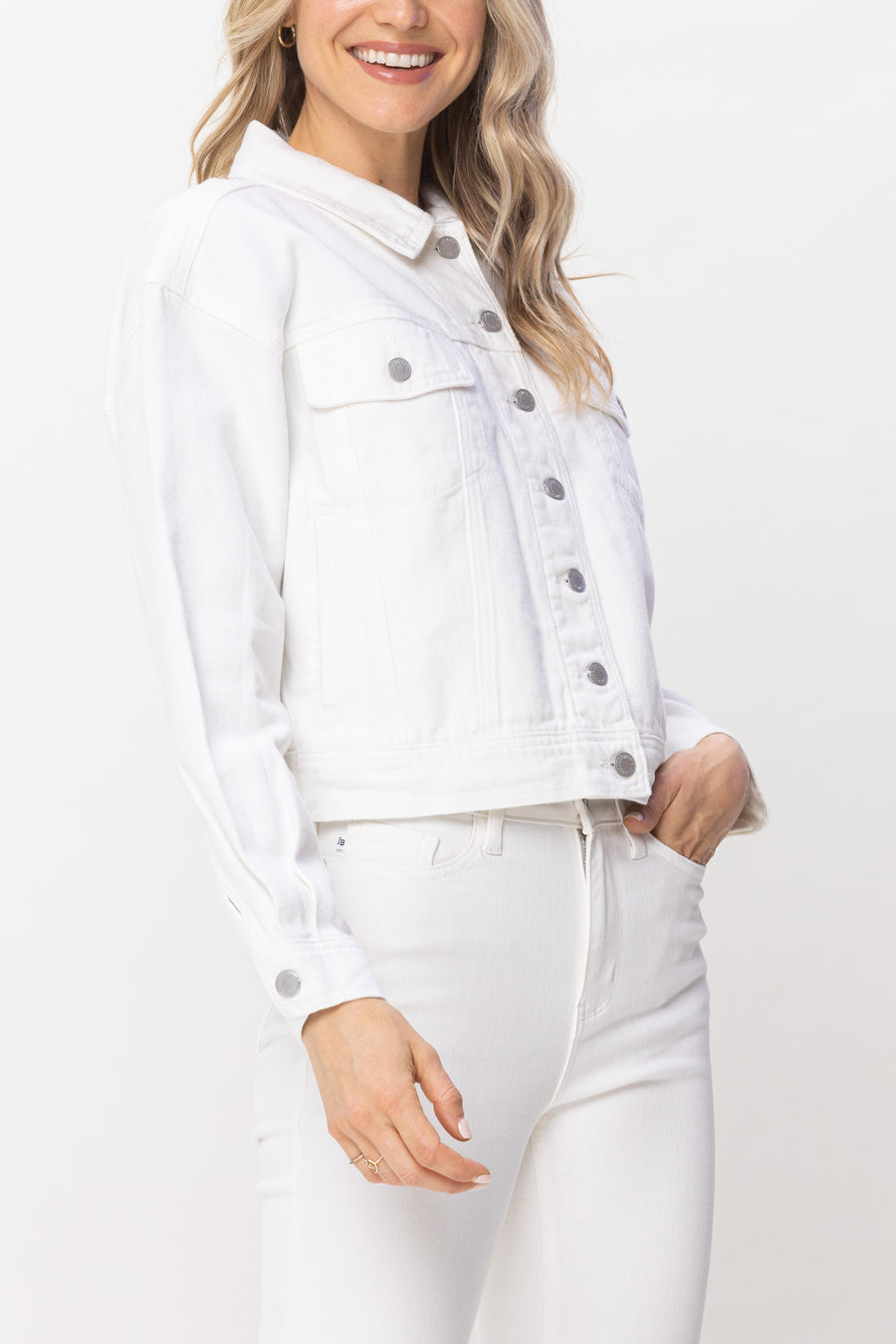 Candice White Non Stretch Boyfriend Jacket