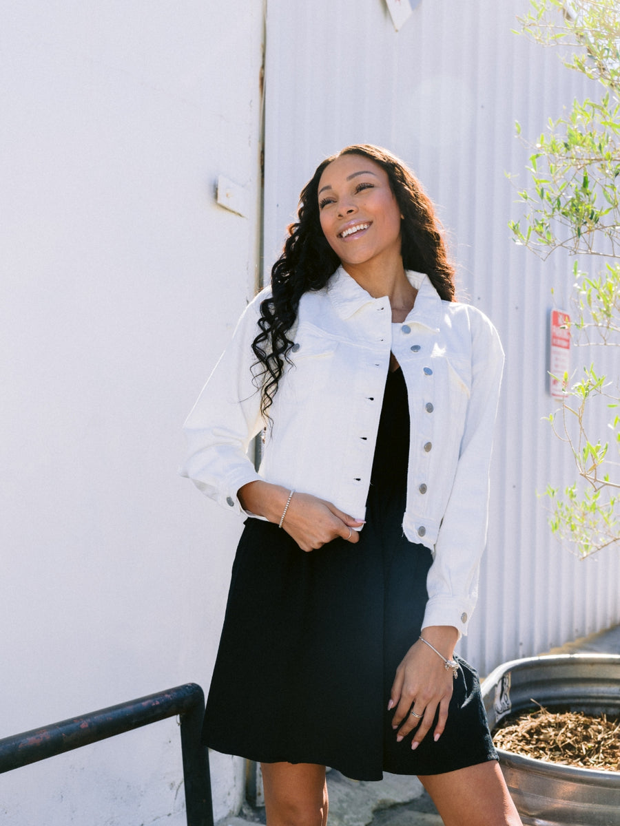 Candice White Non Stretch Boyfriend Jacket