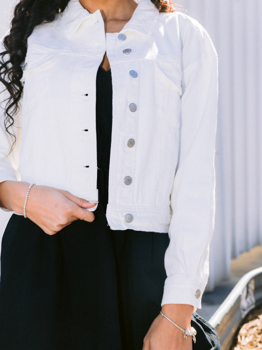Candice White Non Stretch Boyfriend Jacket